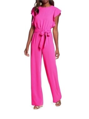 Lilly Pulitzer Hot Pink Flutter-Sleeve Anya Jumpsuit NWT Size 4